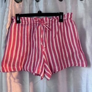 Universal Thread Coral and White Striped Drawstring Shorts